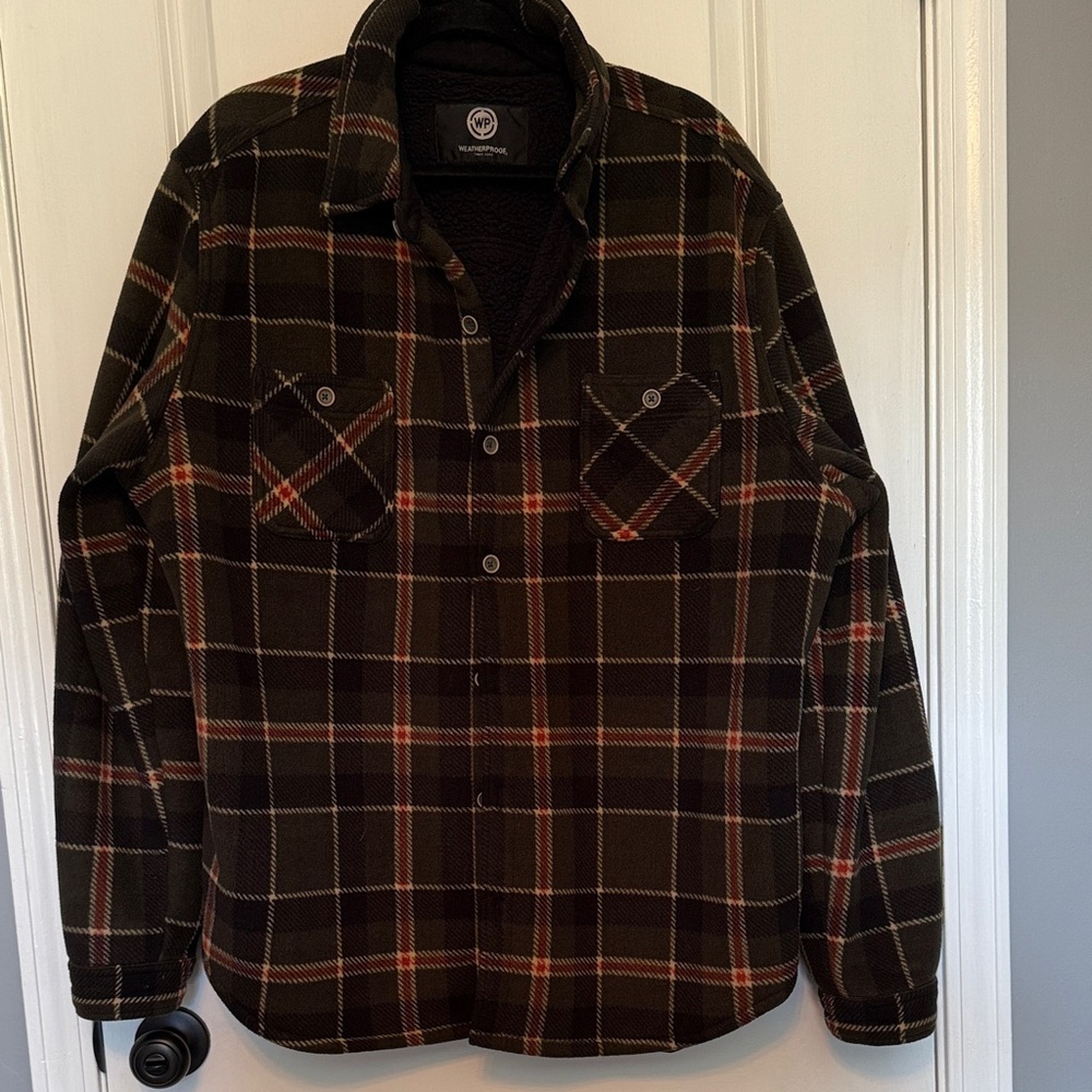 Weatherproof Dark Plaid Shirt Jacket